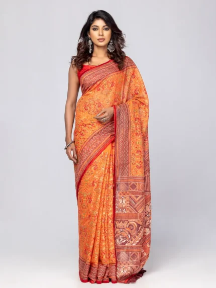 Watermelon Printed Cotton Saree